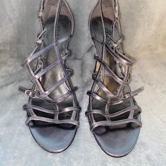 Guess size 9 strappy silver stilettos - Picture 1 of 6